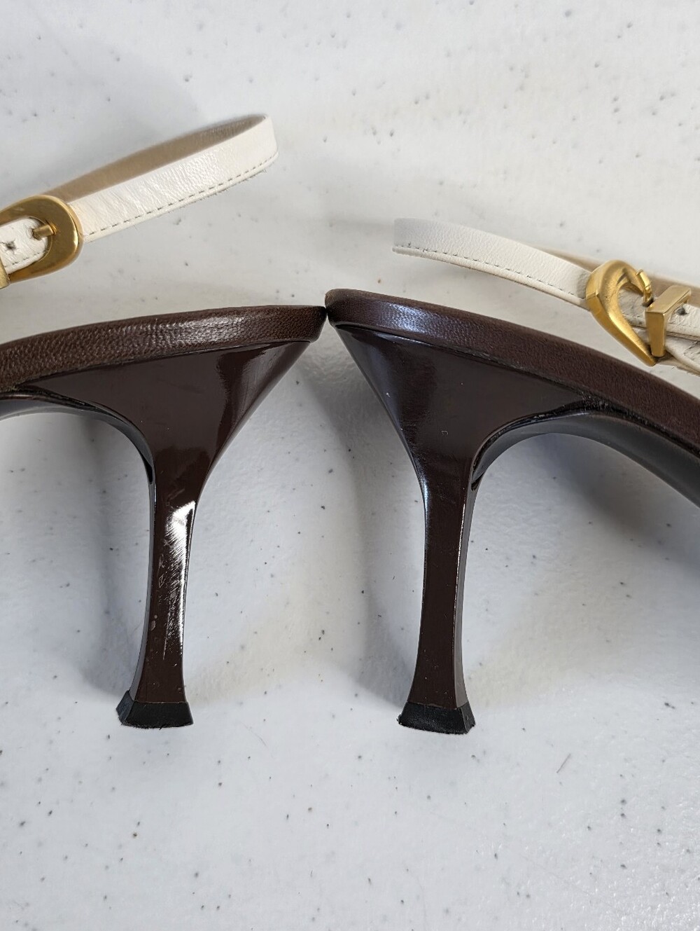 St. John Two-Tone High Heel Pumps Size 10 Vintage Slingbacks Made in Italy Rare - Picture 5 of 14
